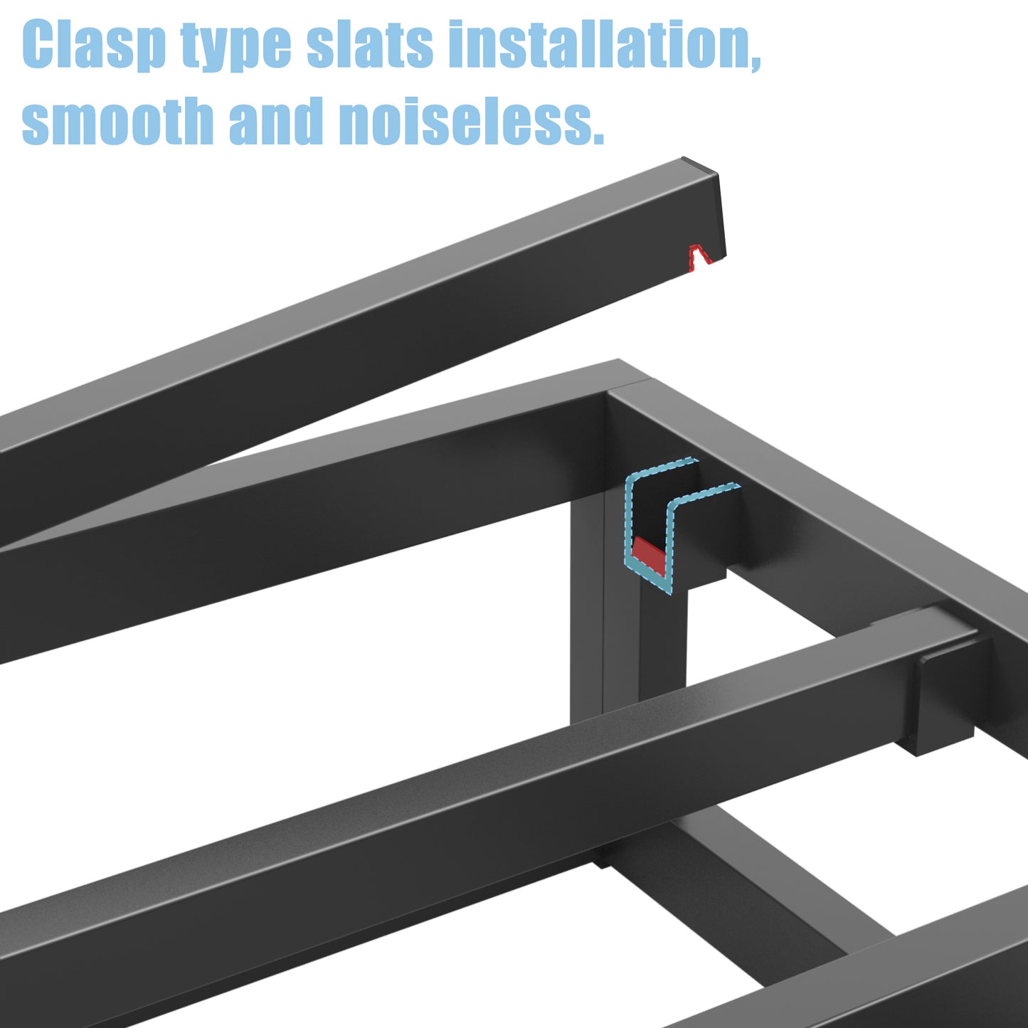 California King Bed Frame with Steel Slat Support, Low Profile King Metal Platform Bed Frame Support Mattress Foundation, No Box Spring Needed/Easy Assembly/Noise Free