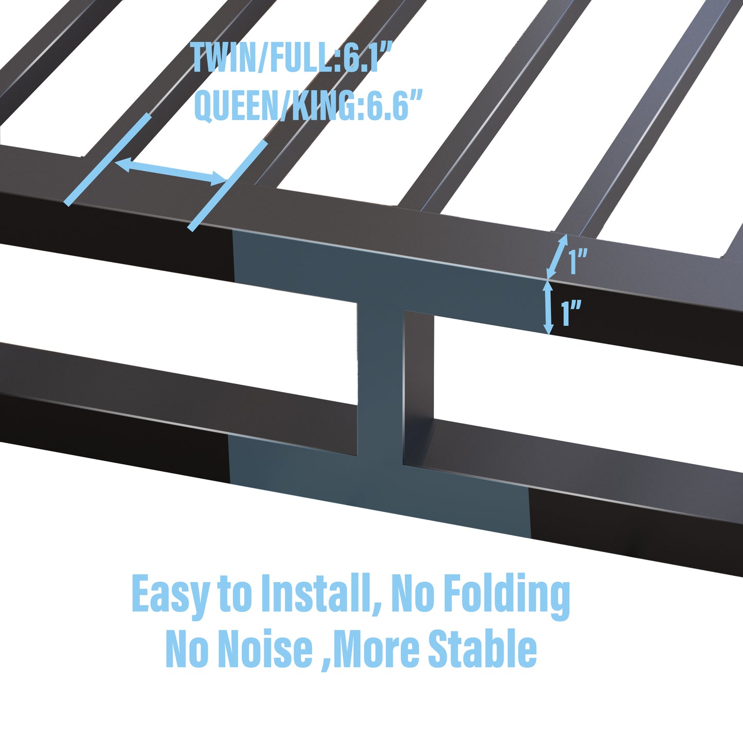 California King Bed Frame with Steel Slat Support, Low Profile King Metal Platform Bed Frame Support Mattress Foundation, No Box Spring Needed/Easy Assembly/Noise Free