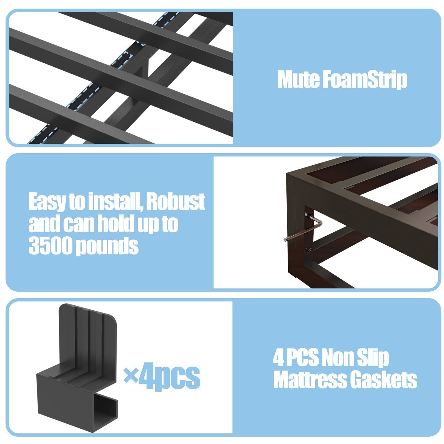 California King Bed Frame with Steel Slat Support, Low Profile King Metal Platform Bed Frame Support Mattress Foundation, No Box Spring Needed/Easy Assembly/Noise Free