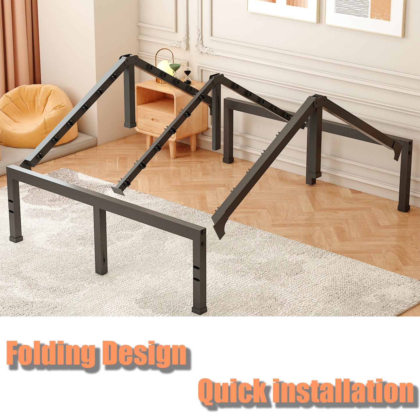 King Bed Frame, 14/18 Inch Heavy Duty Metal Platform Bed Frame King Size Support Up to 3500 lbs, No Box Spring Needed/No Shaking/Steel Slat Support/Noise Free/Easy Assembly