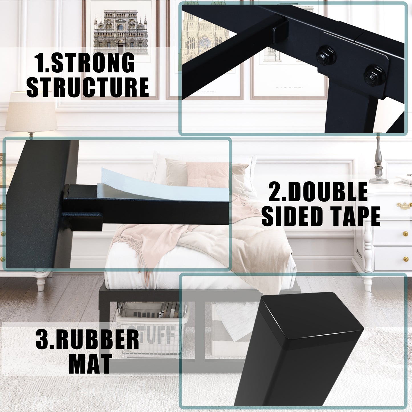 Twin xl Bed Frames Platform, 14/18 Inch High 3500 lbs Heavy Duty Metal Platform, Mattress Foundation with Steel Slat Support/No Box Spring Needed/Noise Free/Non-Slip/Easy Assembly