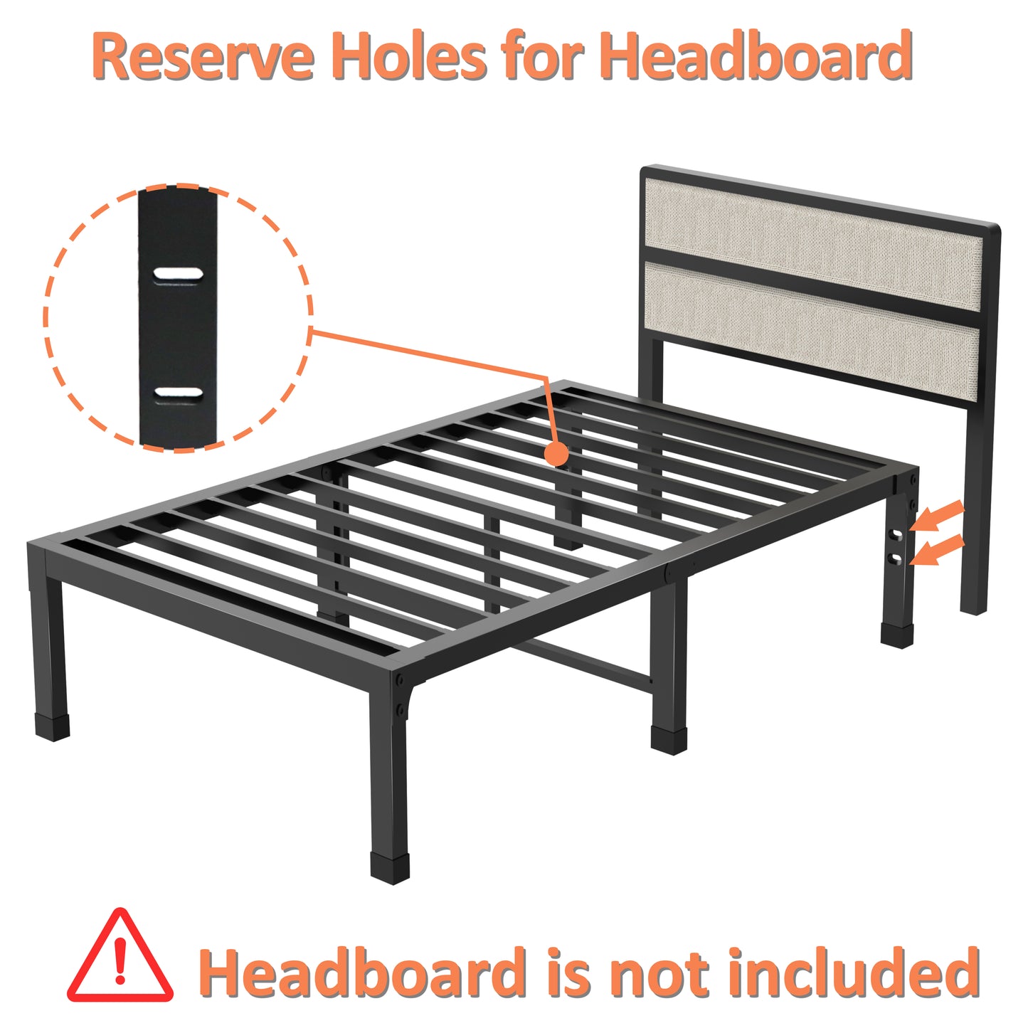 King Bed Frame, 14/18 Inch Heavy Duty Metal Platform Bed Frame King Size Support Up to 3500 lbs, No Box Spring Needed/No Shaking/Steel Slat Support/Noise Free/Easy Assembly