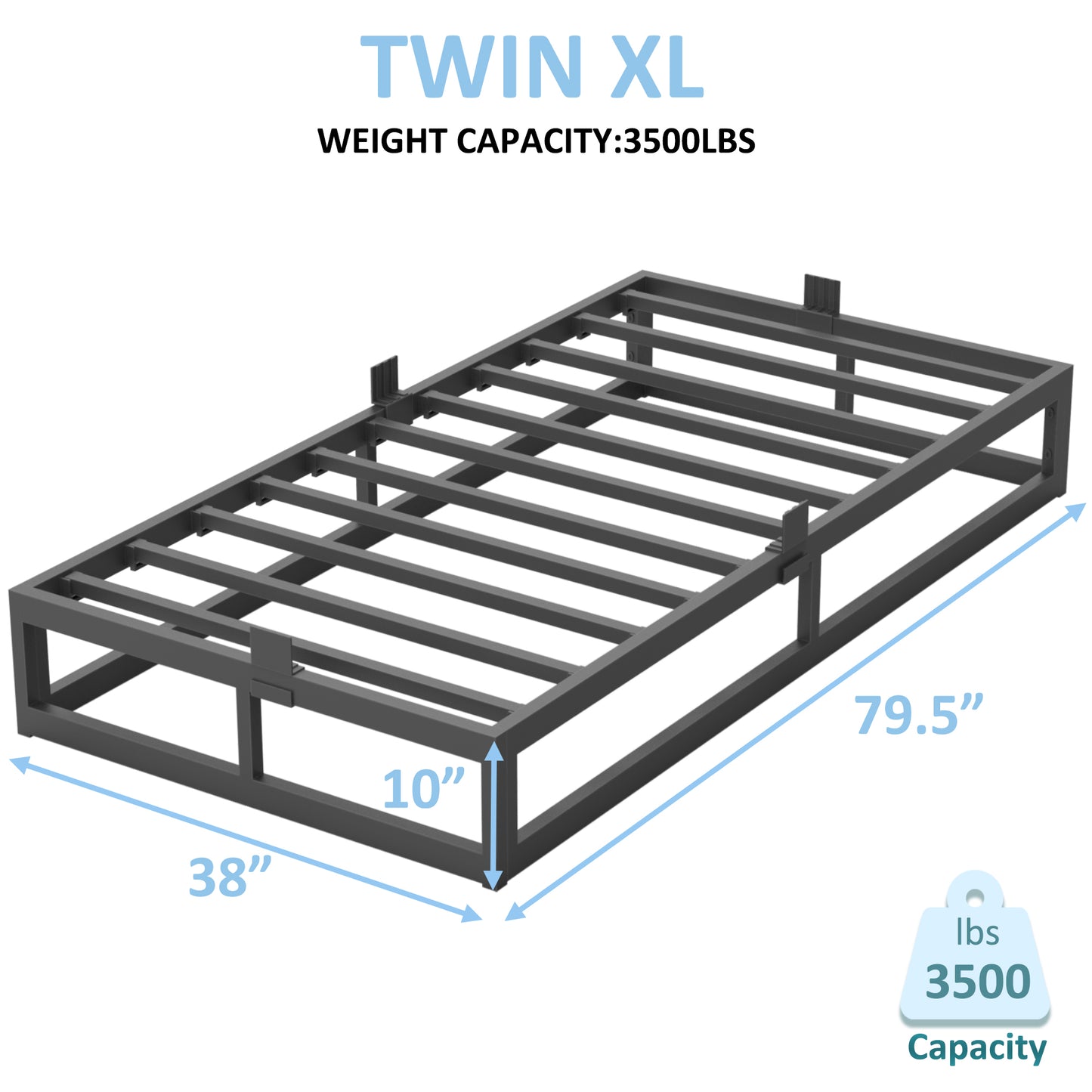 Twin XL Bed Frame with Steel Slat Support, Low Profile King Metal Platform Bed Frame Support Mattress Foundation, No Box Spring Needed/Easy Assembly/Noise Free