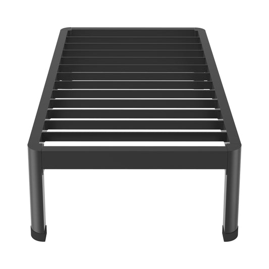 Twin Bed Frame with Round Corner Edge Legs, 14/18 Inch High 3500 lbs Heavy Duty Metal Platform Bed Frame Twin Size, No Box Spring Needed/Noise Free/Non-Slip/Steel Slat Support