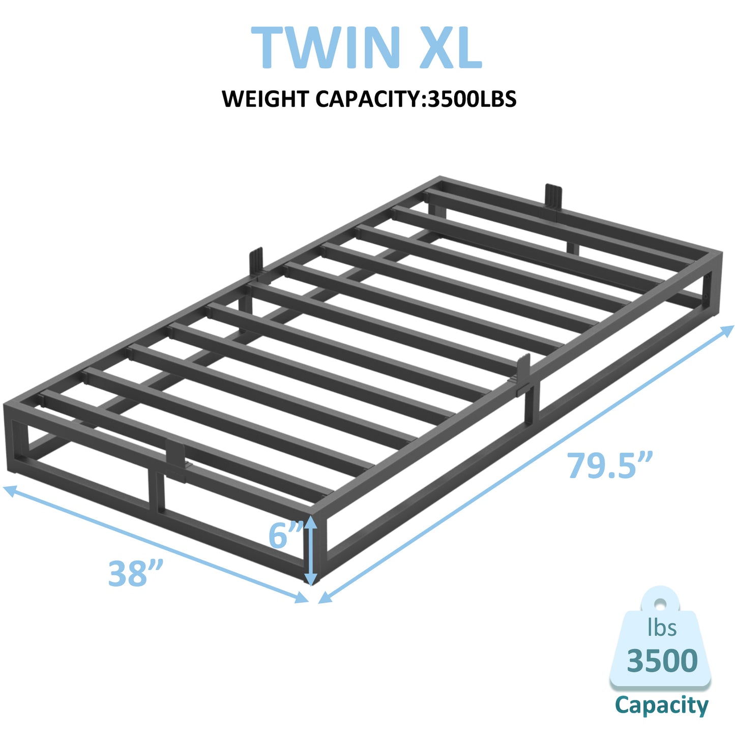 Twin XL Bed Frame with Steel Slat Support, Low Profile King Metal Platform Bed Frame Support Mattress Foundation, No Box Spring Needed/Easy Assembly/Noise Free